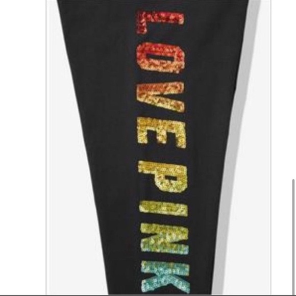 PINK Victoria's Secret bling rainbow ombré leggings NWT M - Picture 6 of 6
